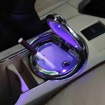 Avto Pepelnik Z Modro LED Svetlobo Kovinski Linijskih Avto LOGOTIP styling Accessorie za Audi Q7 2012 2019 2020 dodatki