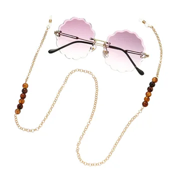 Vintage Naravno Rjave Barve Kamna Eyeglass Verige Zlata Očala Vrvica Za Opaljivanje Tega Ženske Moški Anti-Skid Kabel Honorar Trak Očal Spektakel Imetnika