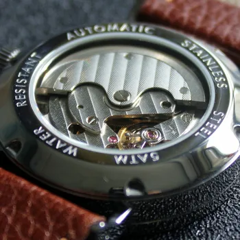 Bauhaus Watch Tangomat Serije 601 Avtomatsko Gibanje Moške Gledajo Safir Watch Kritje Pravega Usnja Trak iz Nerjavnega Jekla