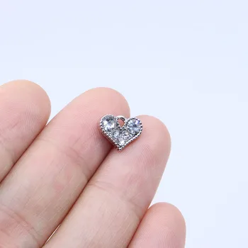Eruifa 6pcs 10*8 mm Precej Ljubko Srce Z Nosorogovo Kovanec Cinkove Zlitine ogrlico,zapestnico, uhane nakit DIY ročno 2 barvi