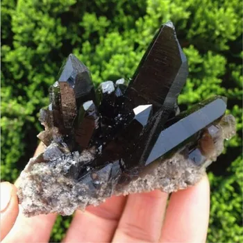 120 g Redkih naravnih lepo črno quartz crystal grozdov tibera vzorec Zdravljenja