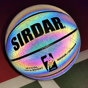 Douyin Kuaishou noč svetlobe mavrica fluorescentna košarka No. 5 standard reflektivni košarka omrežja slaven lahko
