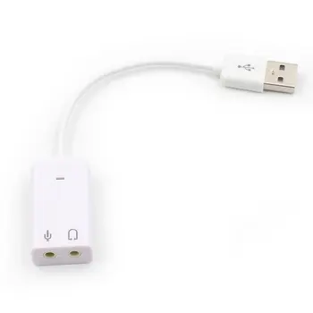 Zvočna kartica 7.1 USB 2.0 Mini Jack 3,5 mm za belo, Zvočno kartico Sound Adapter za zunanji 3D Virtualnega Prenosni DJ