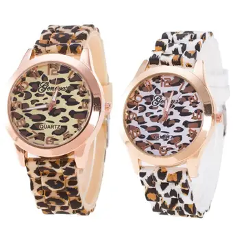 2021 Nove Modne Ženske Ure Leopard Tiskanja Silikonski Watch Jelly Analogni Dekle Ročno Uro Ženevi Obleko