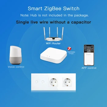 BSEED Zigbee Wifi Dotik Stikala 1/2/3Gang 1Way Smart Stenske Luči Stikala Mobilno Aplikacijo Nadzora Z EU Standardne Stenske Vtičnice