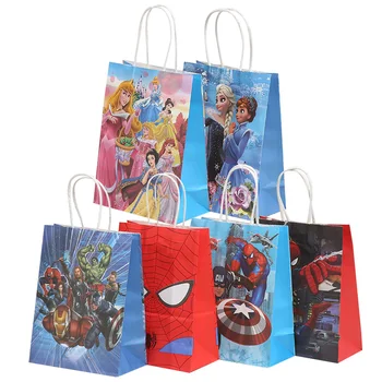 6pcs Darilo Vreča Disney Zamrznjene Princesa Avto Avengers Spiderman Risanka Darilni Papir Torba za Nakupovanje Tote Vrečko Stranka Dobave