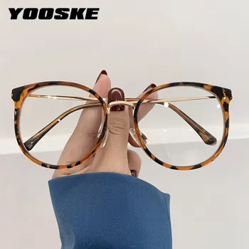 YOOSKE Retro Krog Kratkovidnost Optičnih Očal Okvir Moških Kovinski Očala v Modi TR90 Pregledna, Jasno Objektiv Okviri za očala
