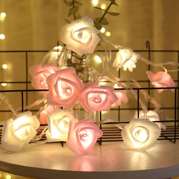 1,5 M 10Led Umetno Rose Cvet Niz Luči za Valentinovo, Poročni Dekoracijo, Vila Lučka Doma Božično Drevo Decor