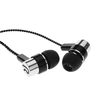 MP3/mp4 Roping Stereo 3,5 mm Subwoofer V Ušesu Slušalka 1.1 M Odsevni Vlaken Krpo Skladu Kovinski Slušalke Vroče Prodaje