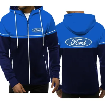 Novo Hooded jopiči Ford avto logotip tiskanja Moške jakne Šivom barve Retro trendu 2021New moška športna jakne vroče prodaje moški