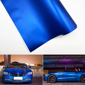 Najnovejši Modra Metalik Matt Vinil zaviti Car Wrap Z Air Bubble Free Chrome Rdeča Mat Film Vozil, Zavijanje, Nalepke, Folije
