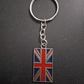 Emajl Britansko zastavo - Kvadrat Keychain-Modni nakit Tibera srebro čar obesek ključ veriga obroč DIY Fit Keychain D395