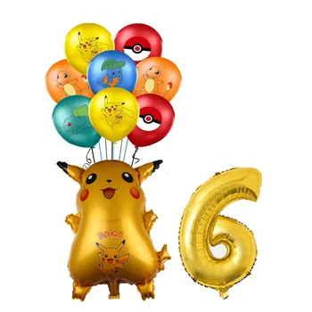 Pokemon Nurmber Baloni Nastavite Pikachu Squirtle Bulbasaur Charmander Fiugres Aluminija Balonom, Rojstni Dan Dobave Odlikovanja