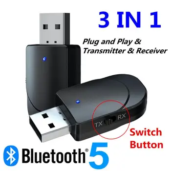 KN330 Bluetooth, združljiva 5.0 Sprejemnik Oddajnik Adapter 3,5 mm Jack Za Avto Glasbe, Audio Aux A2dp Slušalke, Prostoročno Sprejemnikom