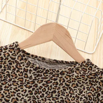 VearDoller Dekleta Priložnostne Obleko Modne Dolg Rokav Leopard Otroci Obleke za Dekle, 3-10Years otroška Oblačila Ruffles Dekle Obleko