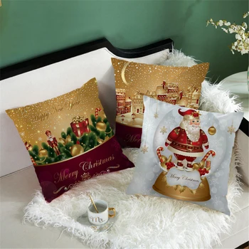 45 cm Vesel Božič Blazino Primerih, Dekorativni Santa Claus Natisnjeni Vrgel Blazino Kritje Za Zimo Domači Kavč Kavč zapnite
