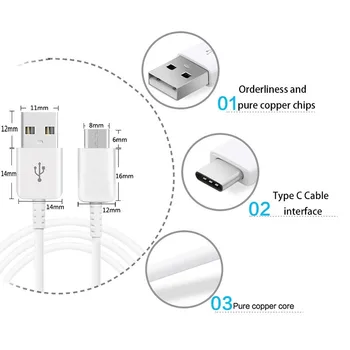 1m 2m 3m Tip C Telefonski Kabel USB Kabel za polnjenje Polnjenje Žice Kabel Za Samsung Galaxy S10 S10e S8 S9 Plus Opomba 10