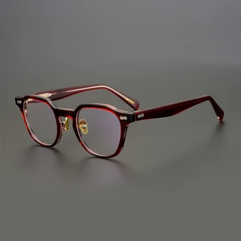 Ročno Izdelana Letnik Acetat Optičnih Očal Okvir Moški Ženske Kvadratnih Kratkovidnost Recept Očala Japonske Blagovne Znamke, Modela Očal