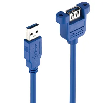 Bochara USB 3.0 Kabel Podaljšek, Moški-Ženska Dvojno Zaščiteni(Folija+Pleteni) Z Vijakom Panel Mount 24AWG+28AWG