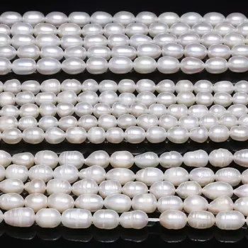 Debelo 6-7mm White Pearl Kroglice Naravnih Sladkovodnih Biserov za Nakit, Izdelava DIY Elegantno Ogrlico, Zapestnico Pribor 14
