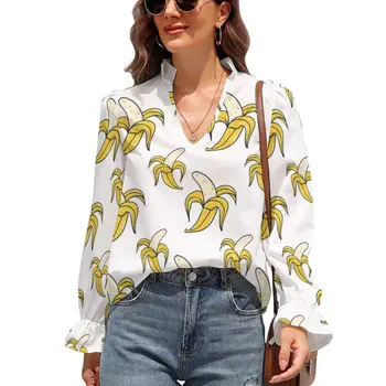 Banana Bluzo Hrane Zabuhle Socialne Ljubek Dolg Rokav Majica Ženska Plus Velikost Majice