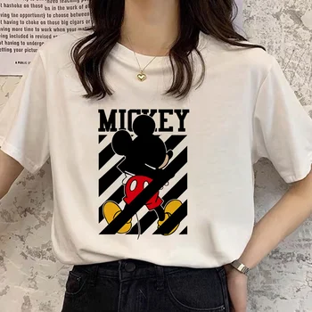 Kawaii Mickey Mouse Ženske T Srajce Poletje Risanka Grafiko Vrhovi Tee Ženski 2022 Moda Krog Vratu Disney Kratek Rokav T-Majice