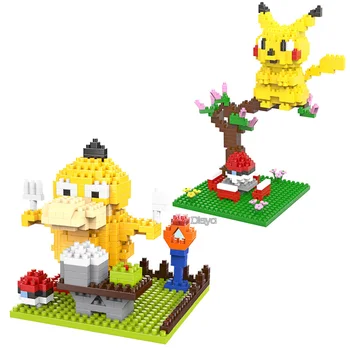 2021 Novo Pokémon Serije Pikachu Psyduck Model Diamond Majhnih Delcev Puzzle Sestavljeni otroška Igrača Darilo