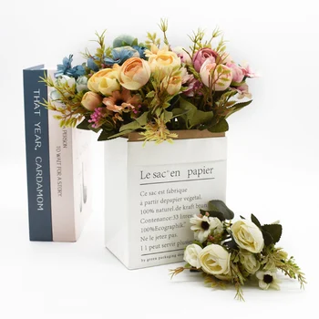 Multicolor Čaja, Vrtnic Vaze za Dom Dekoracija dodatna Oprema Ponaredek Daisy Plastičnih Rastline Poroko Dekorativni Umetno Cvetje Poceni