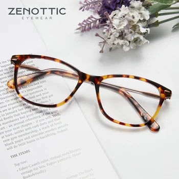 ZENOTTIC Letnik Acetat Optičnih Očal Okvir Ženske blagovne Znamke Oblikovalec Kvadratnih Optična Očala Ženski Cateye Očala Očala