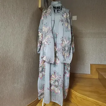 4XL Plus velikost Dolgo Obleko Poletje Žensk 2021 Elegantno Cvet Čipke Stranka Obleko z Dolgimi Rokavi Jacquardske Peščena Plaža, Obleke za Ženske