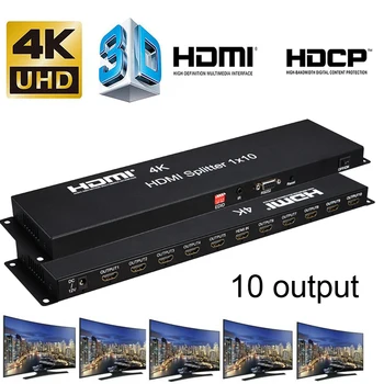 4K HDMI Splitter 1x10 1080P 3D Video Pretvornik 1 V 10 od 1x8 Zaslon Multi Split za PS3 PS4 Računalnik Laptop PC TV Monitor