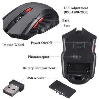 2.4 GHz Brezžična Optična Miška Novo Igro Brezžični Miši z USB Sprejemnik Miška Za PC Gaming Prenosniki Namizni Igralec Miši