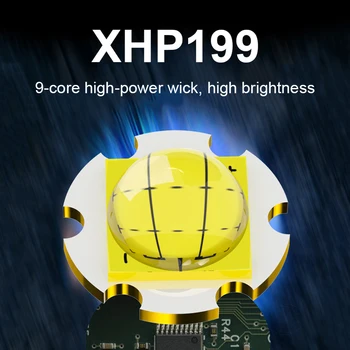 Polnilna Led Svetilko, Baklo Luči XHP199 High Power Tactical Trenutek Svetloba Močna Luč 18650 Nepremočljiva Zoom Ročno Svetilko