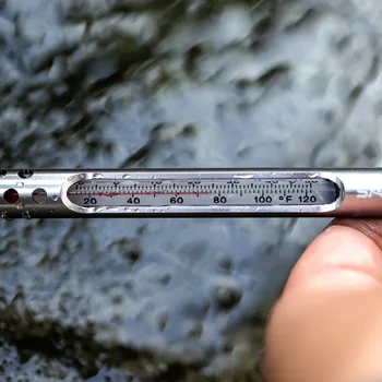 SAMSFX Ribolov Termometer z Carabiner Tok, Temperatura Vode Meritev Letenje Ribolov, Vodni Termometer Pribor Orodja