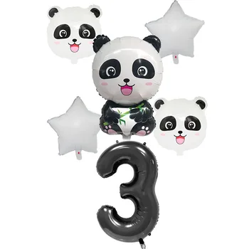 6Pc Panda Temo Balon Številko 0-9 Star Balon Rojstni Dan otroka Družini Stranka Temo Dekoracijo Dobave