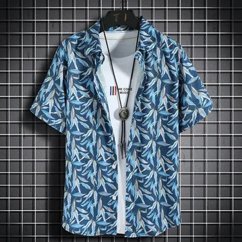 Hawaiian beach srajce za Moške kratka sleeved priložnostne majice Seaside počitnice hitro sušenje perila Svoboden cvetlični vrhovi