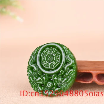 Naravni Green Jade Zmaj Bagua Ogrlico, Obesek, Kitajski Ročno izrezljane Čar Jadeit Nakit Modni Amulet Darila za Moške, Ženske