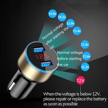Univerzalni Prenosni Dvojni USB LED Digitalni Zaslon za Hitro Polnjenje 5 3.1 Adapter za Avto Dodatki, Vroče Prodaje