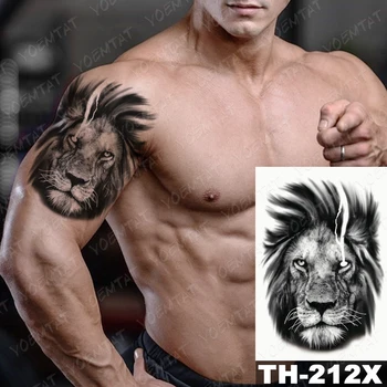 Watertransfer Začasni Tattoo Realne Strele Lev Tatto Nalepke Moški Ženske Volk Tiger Nepremočljiva Ponaredek Tattoo Henna Živali