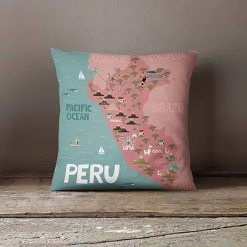 Lplpol Dekorativni Vzglavnik Kritje, Peru Darila Peru Blazino Peru Zemljevida Perujske Darilo, Sodobno Blazine za Dom Kavč Kavč Posteljnina