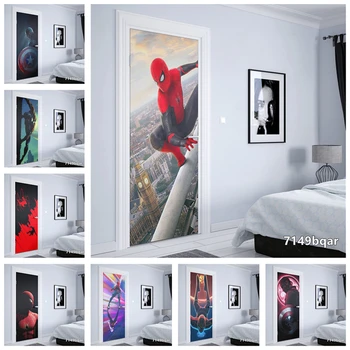 Marvel Super junak Spiderman samolepilni Vrata Ozadje PVC Home Design Dekoracijo Vrata nalepke kakovosti Otroci Soba Fasada umetnosti