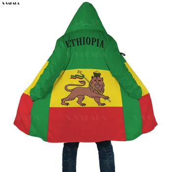 Etiopija Državi Zastave, Vzorec Natisnjene Hoodie Duffle Plašč Hooded Odejo Plašč Debel Suknjič Bombaž Puloverji Dunnes Suknji