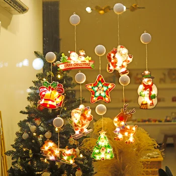 LED Luči, Božični Okraski, Santa Claus Snežaka Modeliranje Okno Sesalni Luči Christmas Tree Okraski, Praznik Luči