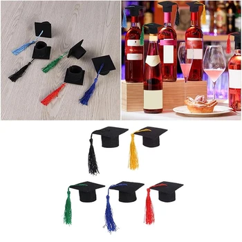15Pcs Steklenico Vina Toppers, Dekorativni Mini Dr Diplomiral Diplomirani Klobuk Tassel Skp za Vinske Steklenice Dekor