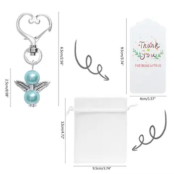 20pcs/set Angel Korist Keychains Keyring Hvala Kraft Oznake Candy Torbe za Baby Tuš Poročna Darila za goste Stranka Decoratio