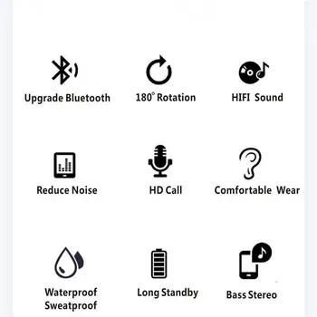 Original Lenovo HX106 Bluetooth 5.0 Slušalke Pro Uho Kavelj Brezžična Slušalka z Mikrofonom 40 Ur za Vožnjo Sestanek