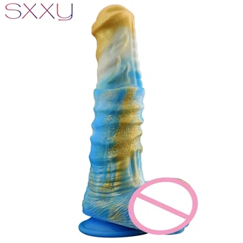 SXXY Big Monster Dildo Sesalno Pokal Ženske Masturbirajo Ženske Vagine Spodbujanje Analni Butt Plug Fantasy Erotično Sex Igrače za Odrasle 18