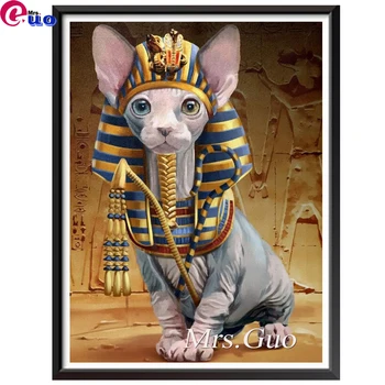 5D DIY Diamond Slikarstvo Navzkrižno Šiv Egiptovski Faraon Sphynx Mačka Diamond Vezenje Mozaik Živali Stenski Dekor Darilo