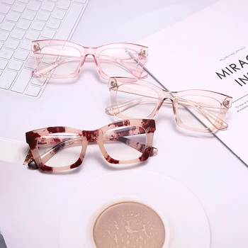 Moda Kvadratnih Pregledna Očala Ženske Retro Leopard Očal Okvir Optičnega Recept Očala Okvir Letnik Očala