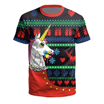 KAČA YX Božič Mladi Kratek sleeved majica s kratkimi rokavi Moški in Ženske Božič Vrhovi Cosplay Kostumi